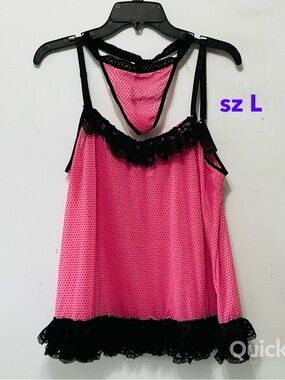 L - NWT 2 pcs Lace / Polka Dots Babydoll Set